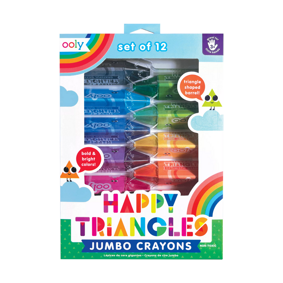 Ooly Happy Triangles Jumbo Crayons, Set of 12 |Mockingbird Baby & Kids