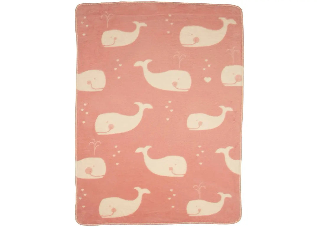Maja Organic Cotton Baby Blanket, Whale Pink