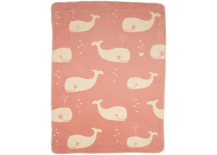 Maja Organic Cotton Baby Blanket, Whale Pink