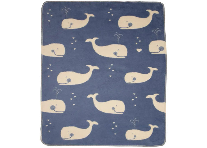 Maja Organic Cotton Baby Blanket, Whale Blue