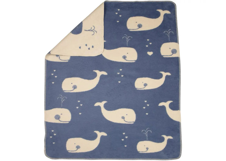 Maja Organic Cotton Baby Blanket, Whale Blue
