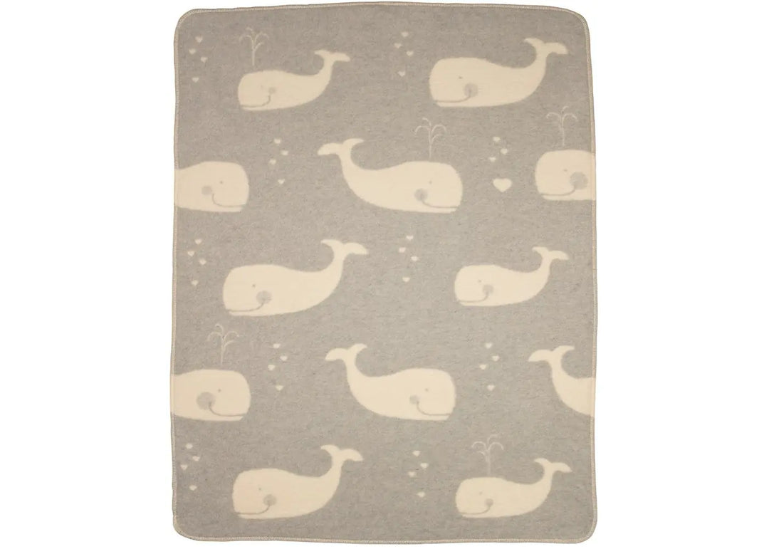 Maja Organic Cotton Baby Blanket, Whale Grey