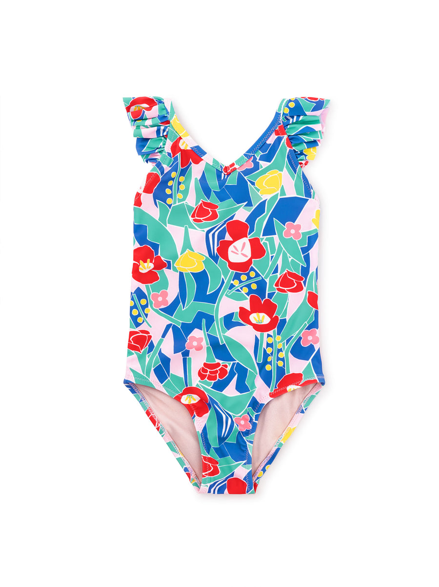Tea Collection Ruffle One-Piece Swimsuit, Window Floral |Mockingbird Baby & Kids