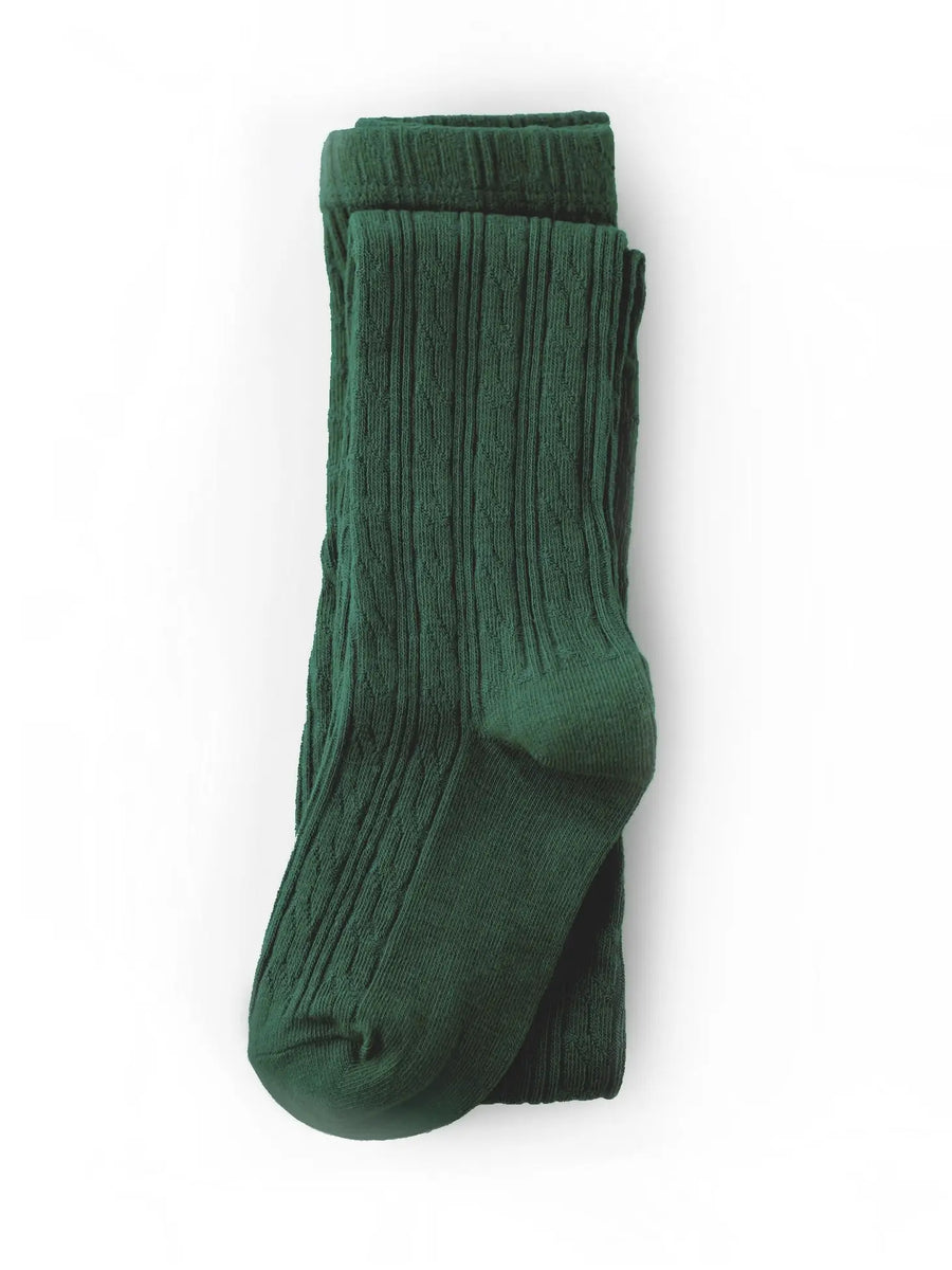 Little Stocking Company Forest Green Cable Knit Tights |Mockingbird Baby & Kids