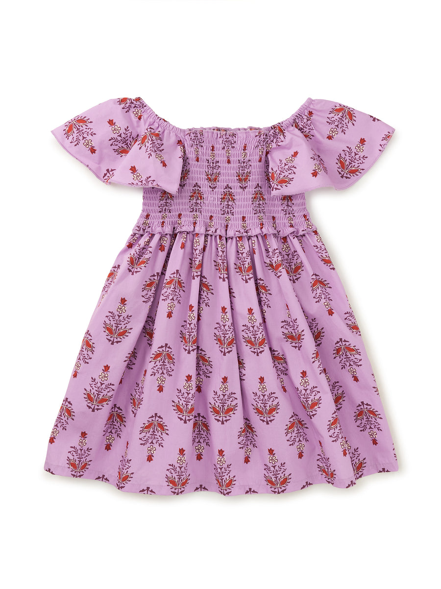 Tea Collection Flutter Sleeve Smocked Dress, Kalavathi Blockprint |Mockingbird Baby & Kids