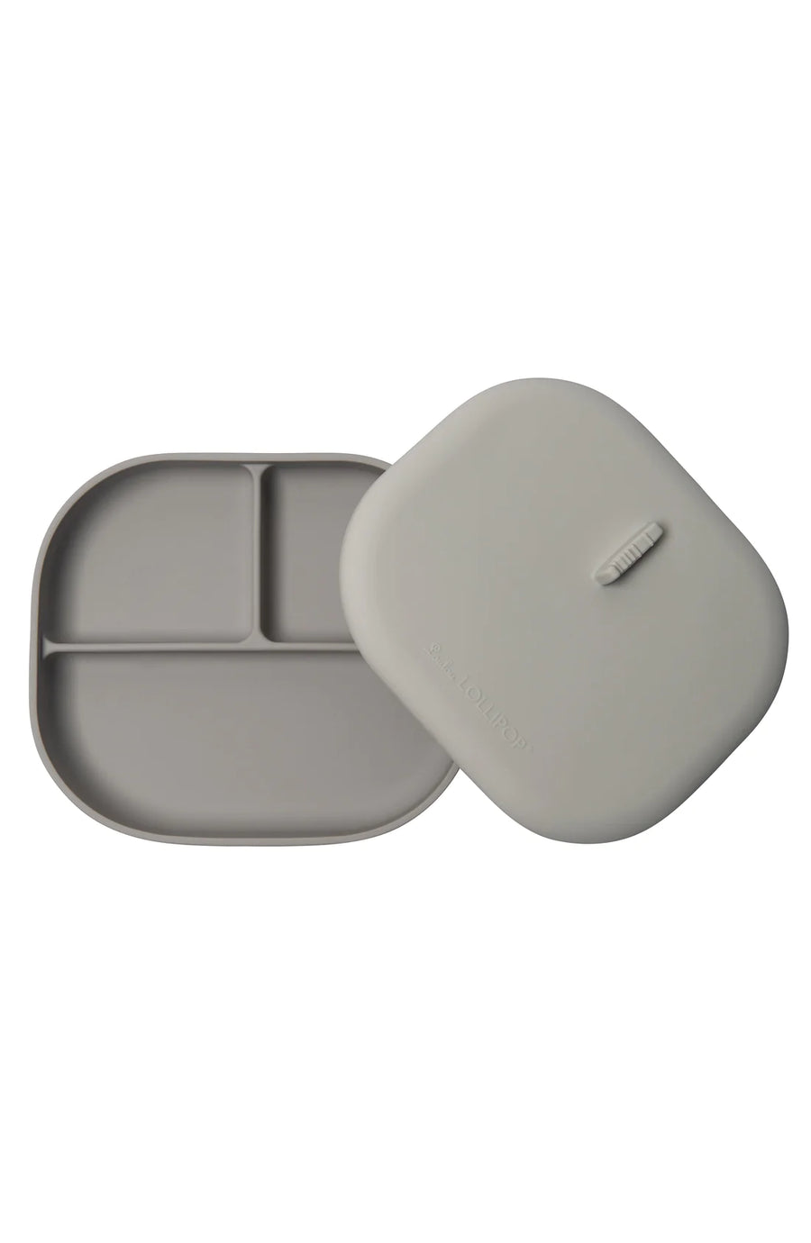 Loulou Lollipop Silicone Divided Plate with Lid, Silver Grey |Mockingbird Baby & Kids