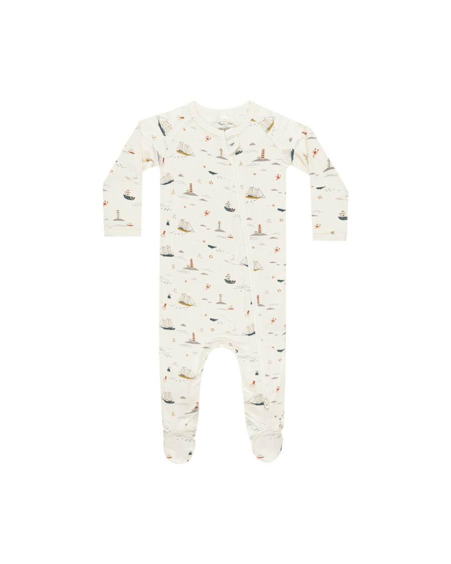 Rylee + Cru Nautical Footed Sleeper, Ivory |Mockingbird Baby & Kids