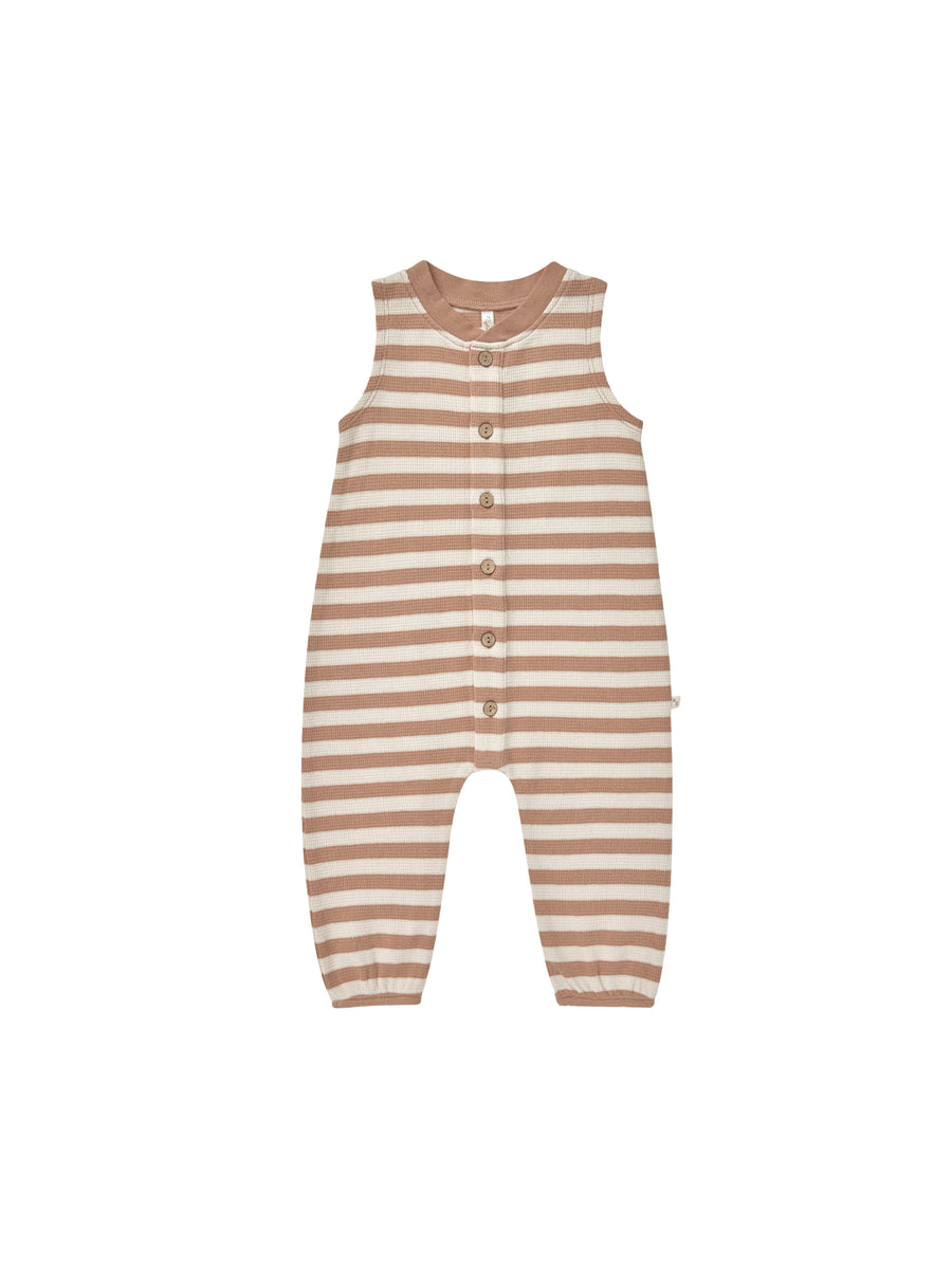 Rylee + Cru Summer Waffle Jumpsuit, Clay Stripe |Mockingbird Baby & Kids