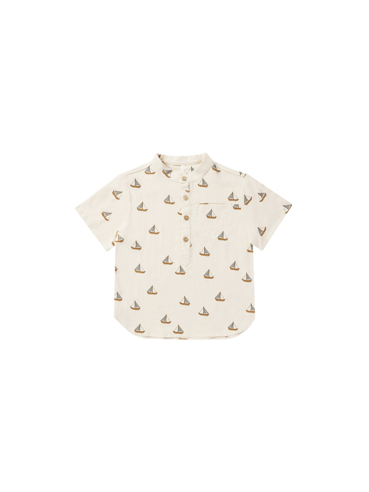 Rylee + Cru Sailboats Mason Shirt, Natural |Mockingbird Baby & Kids