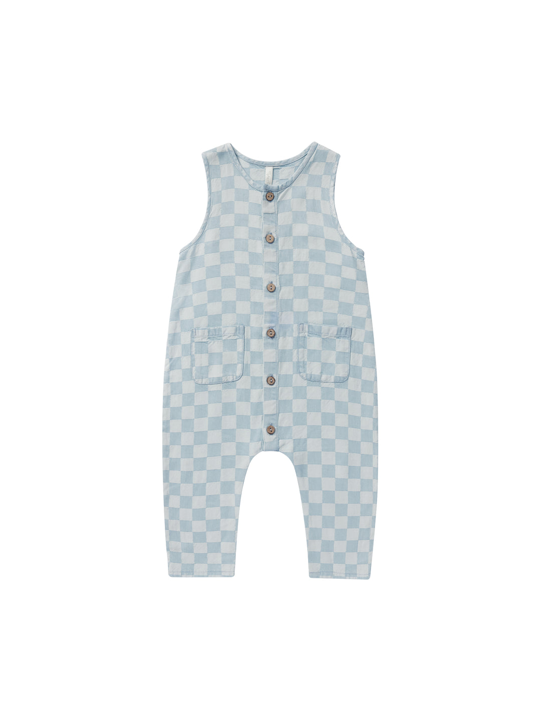 Rylee + Cru Woven Jumpsuit, Blue Check |Mockingbird Baby & Kids