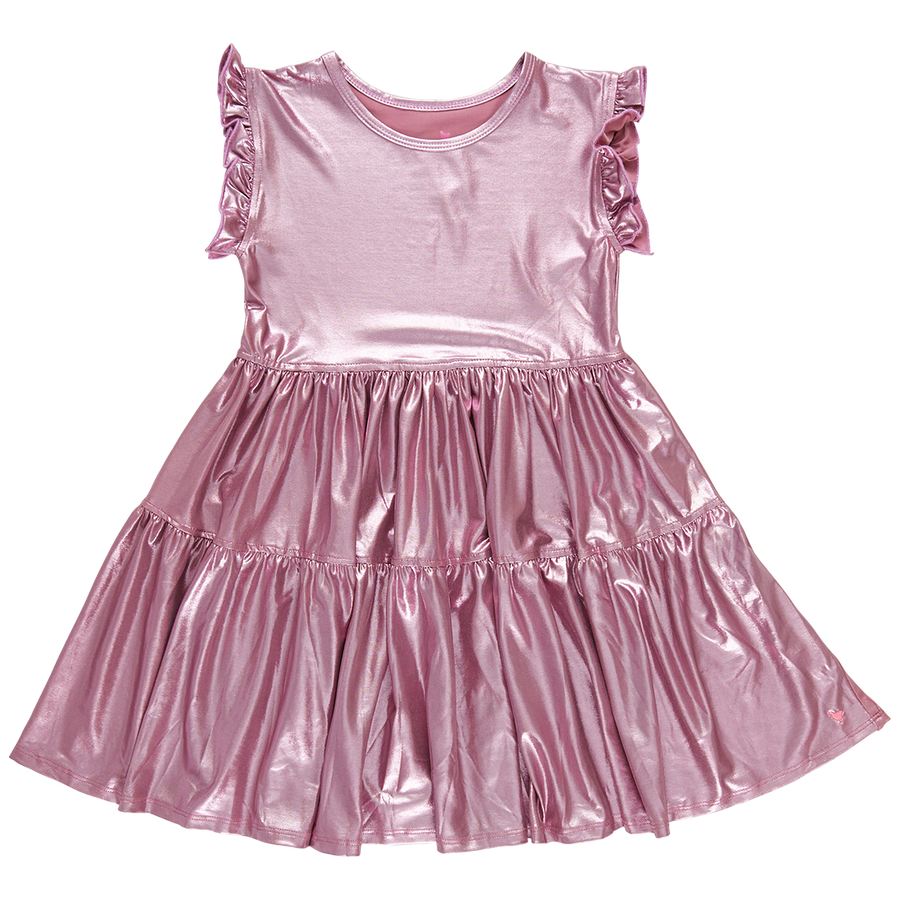 Pink Chicken Polly Dress, Light Pink Lame |Mockingbird Baby & Kids