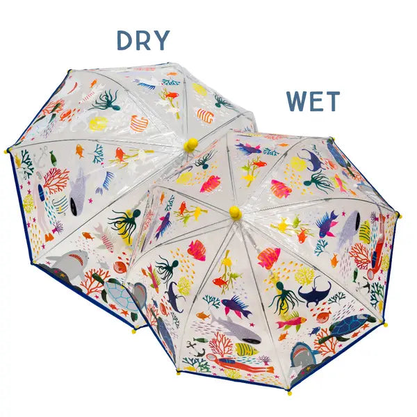 Floss & Rock Deep Sea Transparent Color Changing Umbrella |Mockingbird Baby & Kids