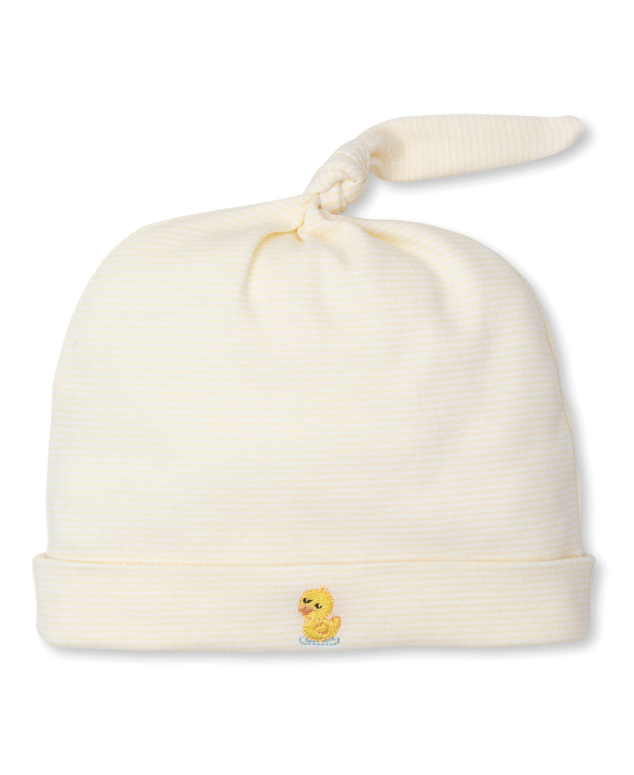 Kissy Kissy Dotty Ducks Newborn Hat, Yellow Stripe |Mockingbird Baby & Kids