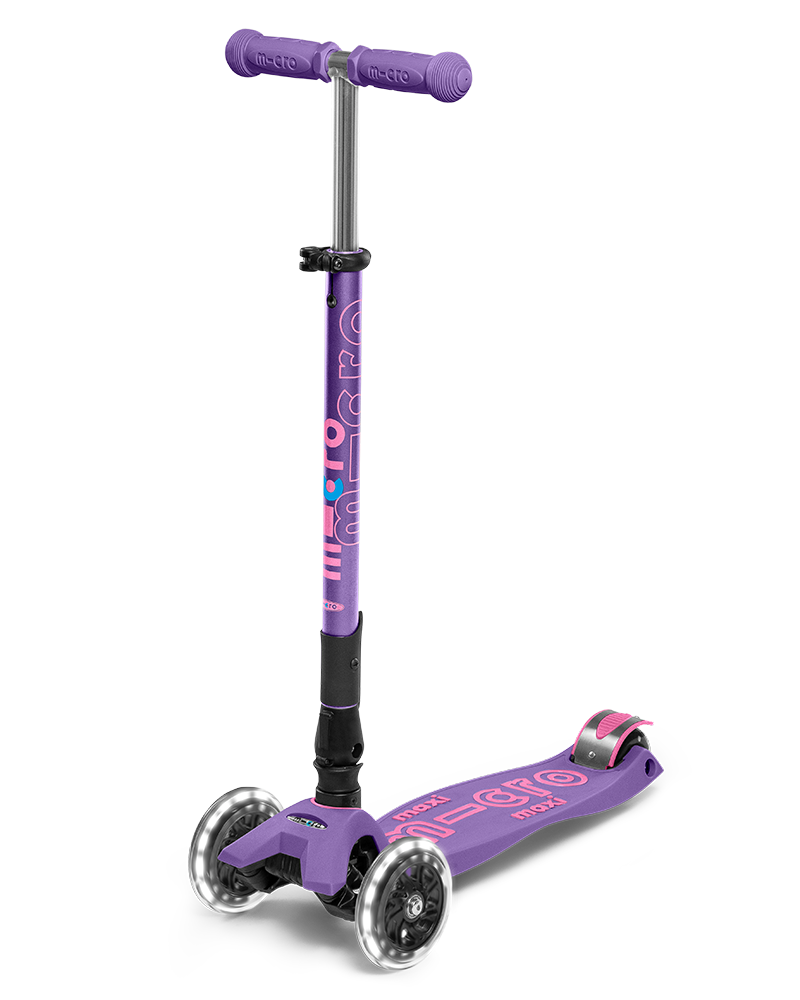 Micro Kickboard Maxi Deluxe Foldable LED Scooter, Ages 5+ Mockingbird