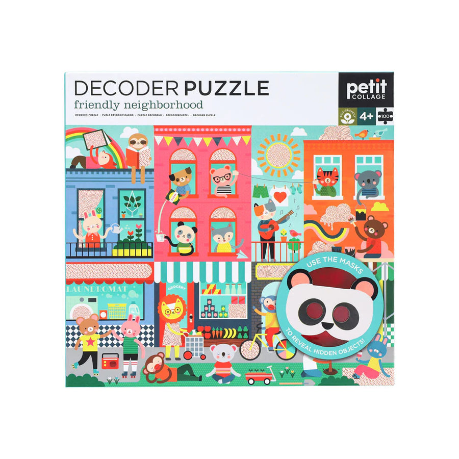 Petit Collage Friendly Neighborhood 100-Piece Decoder Puzzle |Mockingbird Baby & Kids