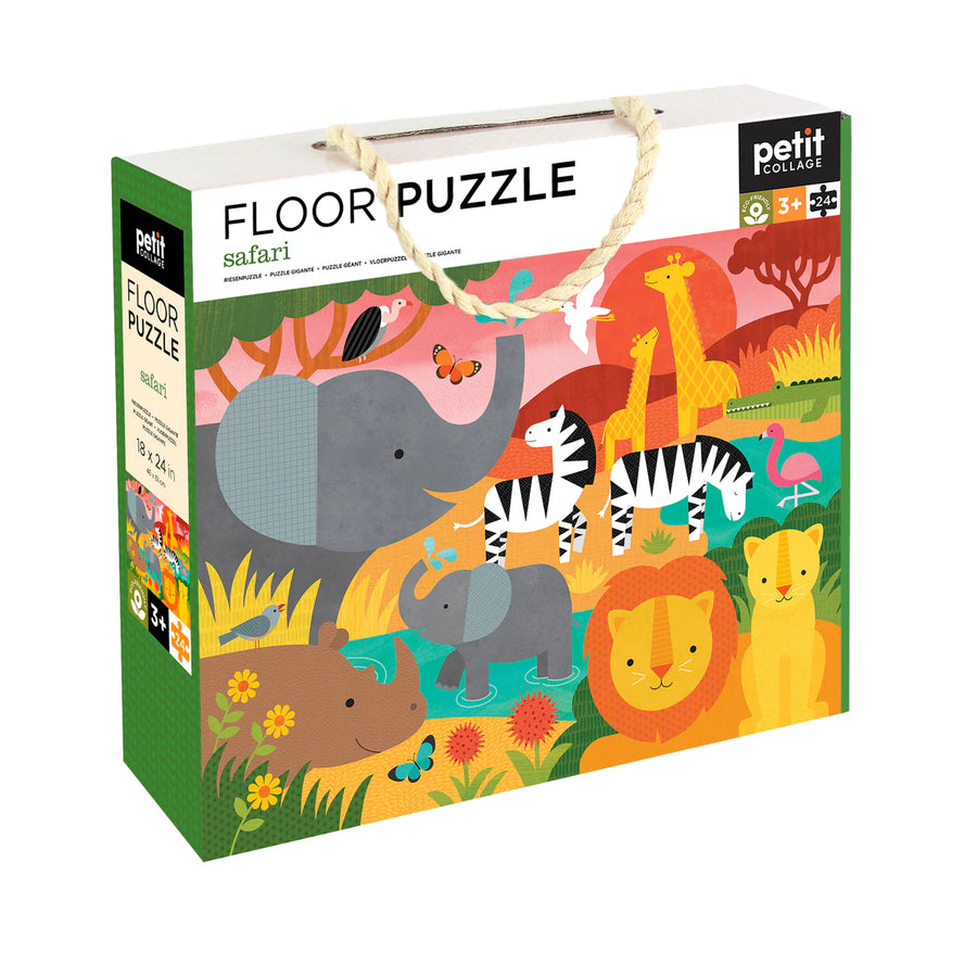 Petit Collage Safari Floor Puzzle, 24 Pieces |Mockingbird Baby & Kids