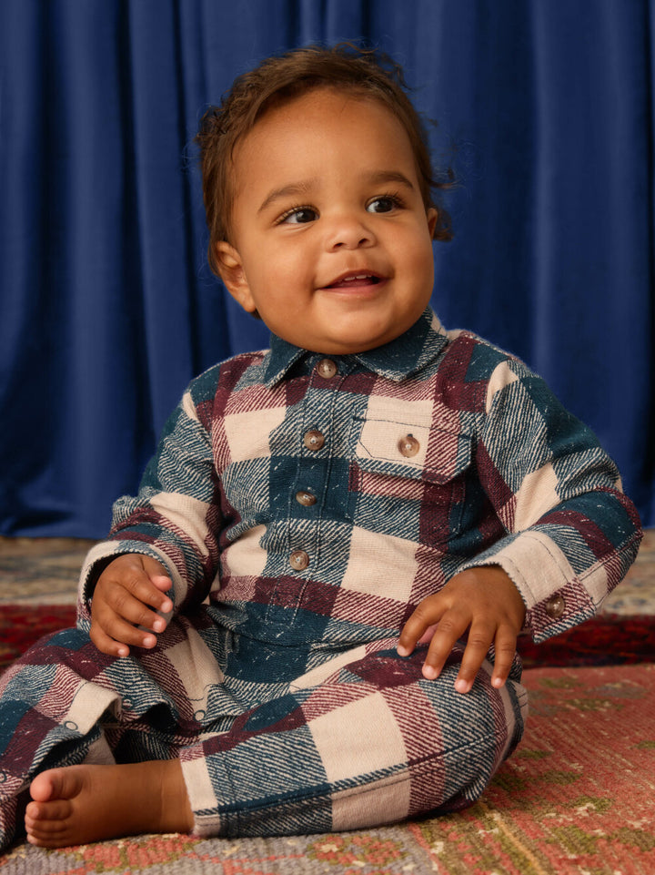 Collared Baby Romper, Cappadocia Plaid