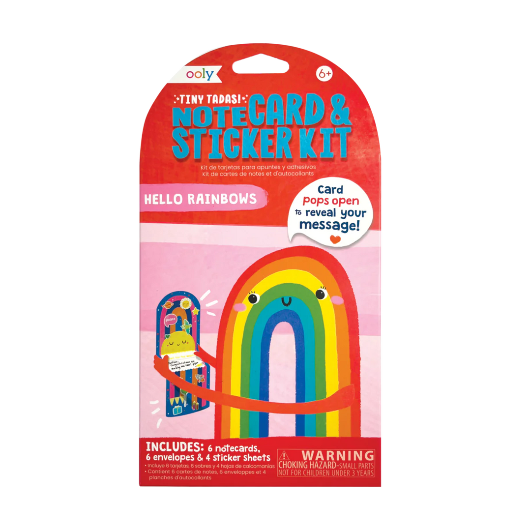 Ooly Tiny Tadas! Note Cards and Sticker Set - Hello Rainbows |Mockingbird Baby & Kids