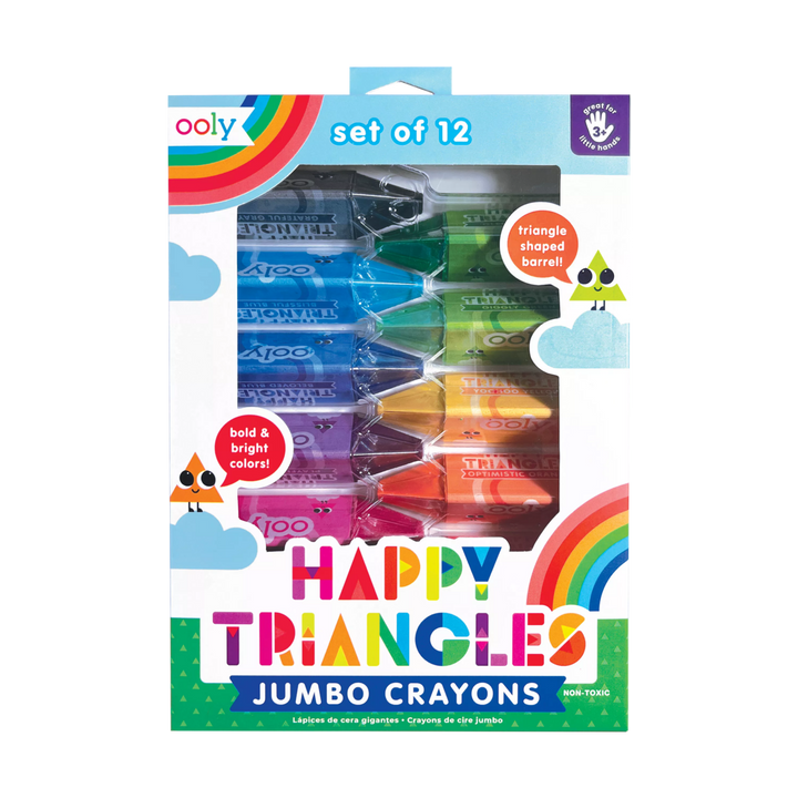 Ooly Happy Triangles Jumbo Crayons, Set of 12 |Mockingbird Baby & Kids
