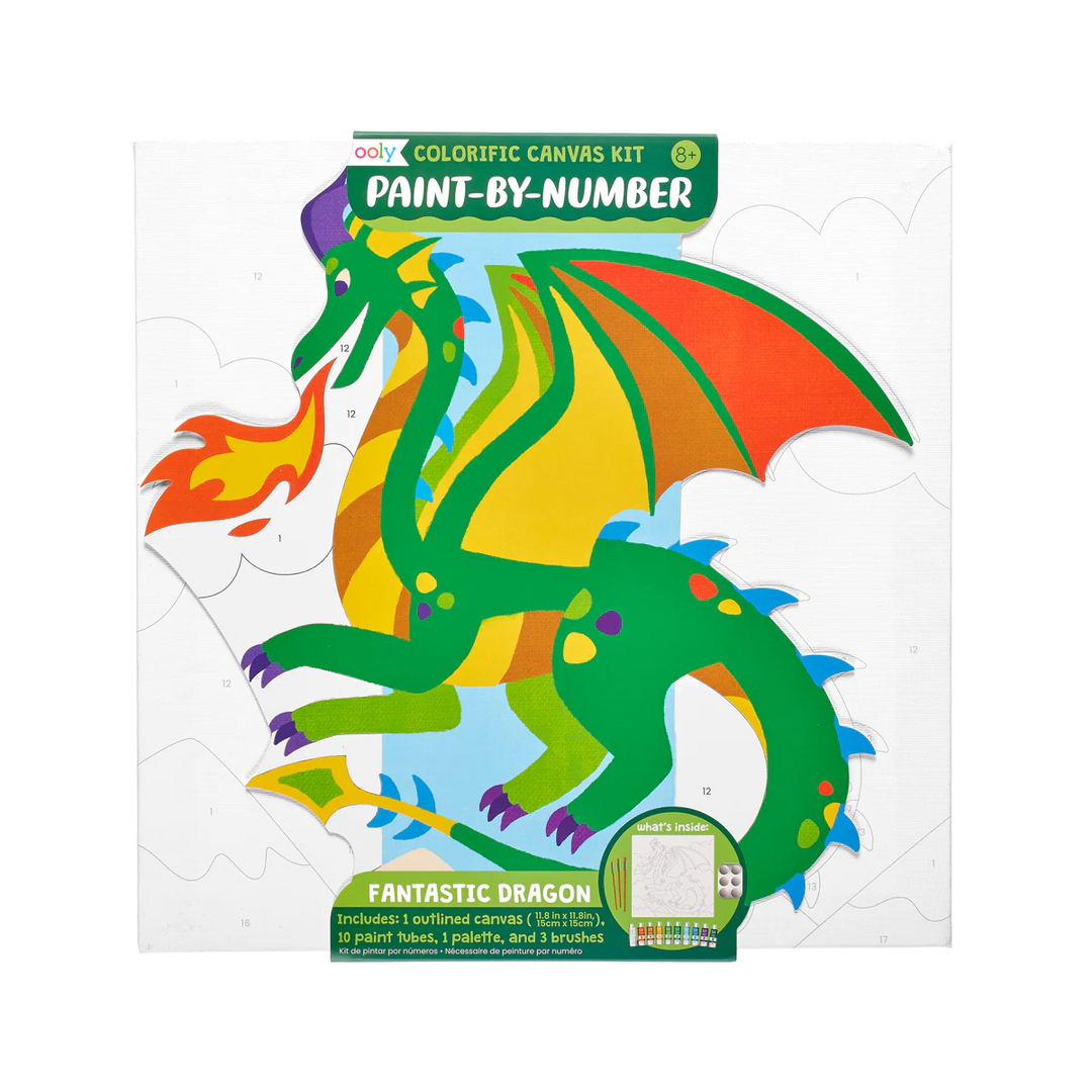 Ooly Colorific Canvas Paint by Number Kit, Fantastic Dragon |Mockingbird Baby & Kids