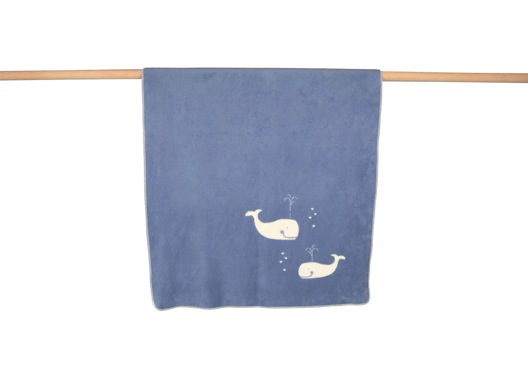 Maja Organic Cotton Toddler Blanket, Whale Blue