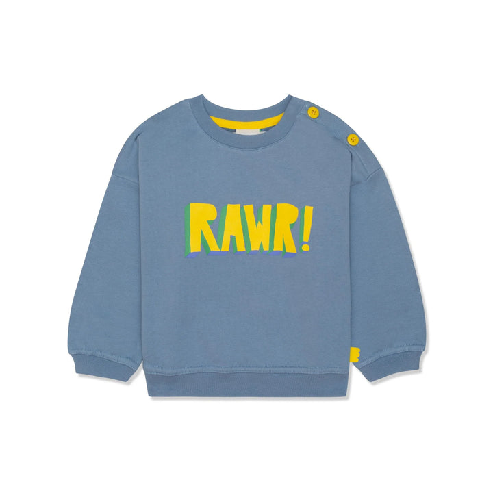 Rawr Recycled Cotton Kid Sweatshirt, Denim Blue