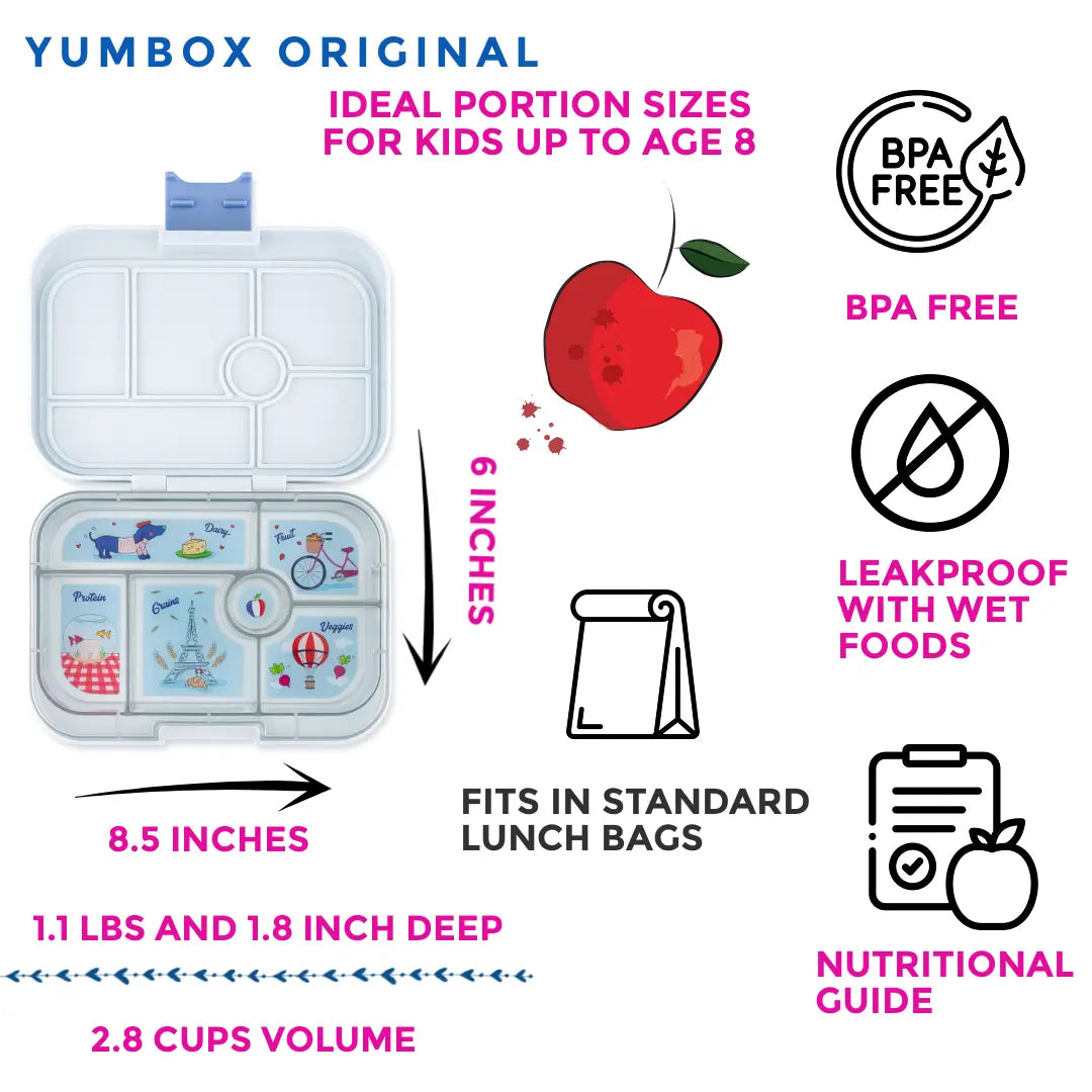 Leakproof Sandwich Friendly Bento Box - Yumbox Panino True Blue (Shark