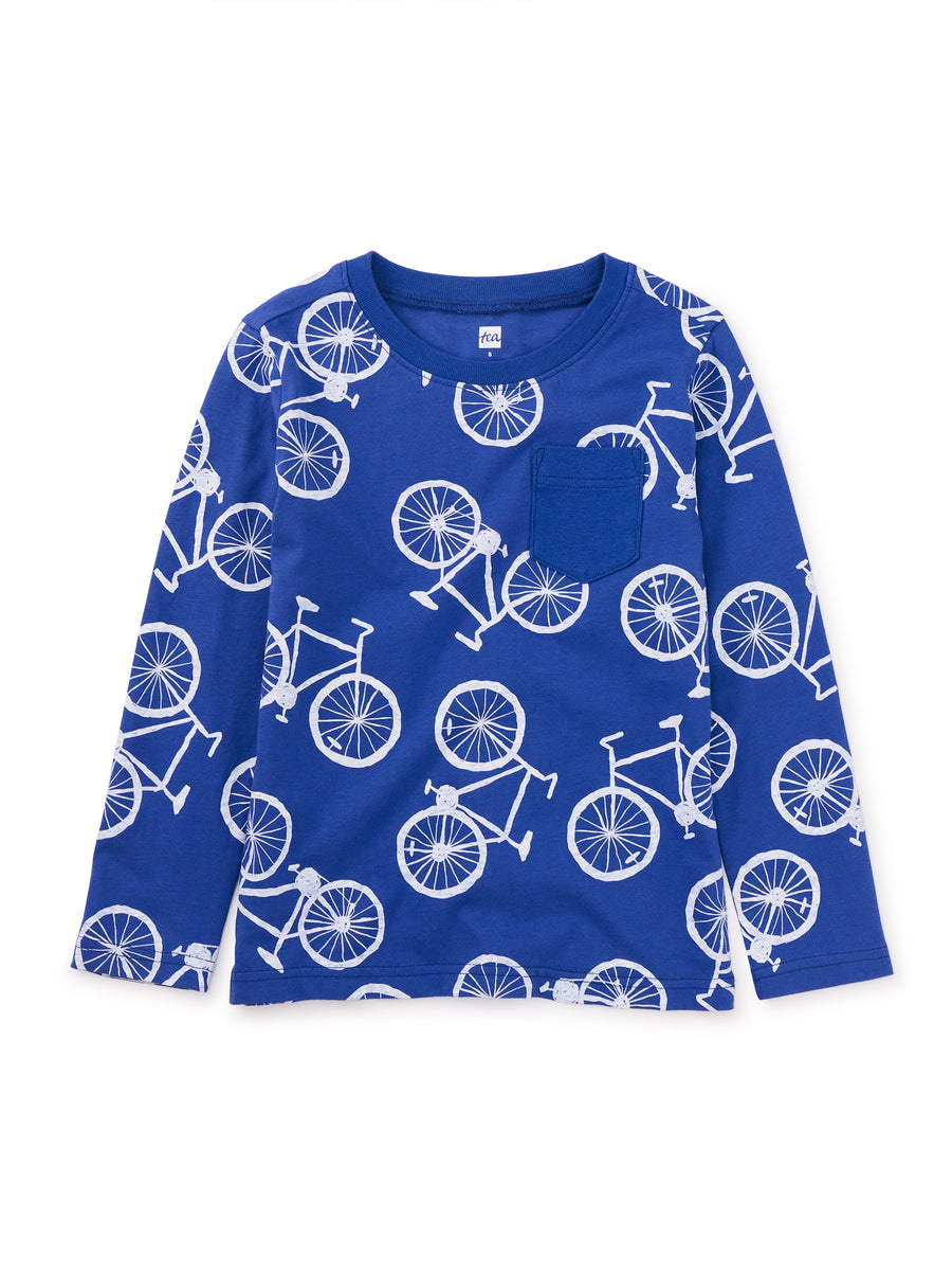 Tea Collection Long Sleeve Printed Pocket Tee, Fête de Vélo |Mockingbird Baby & Kids