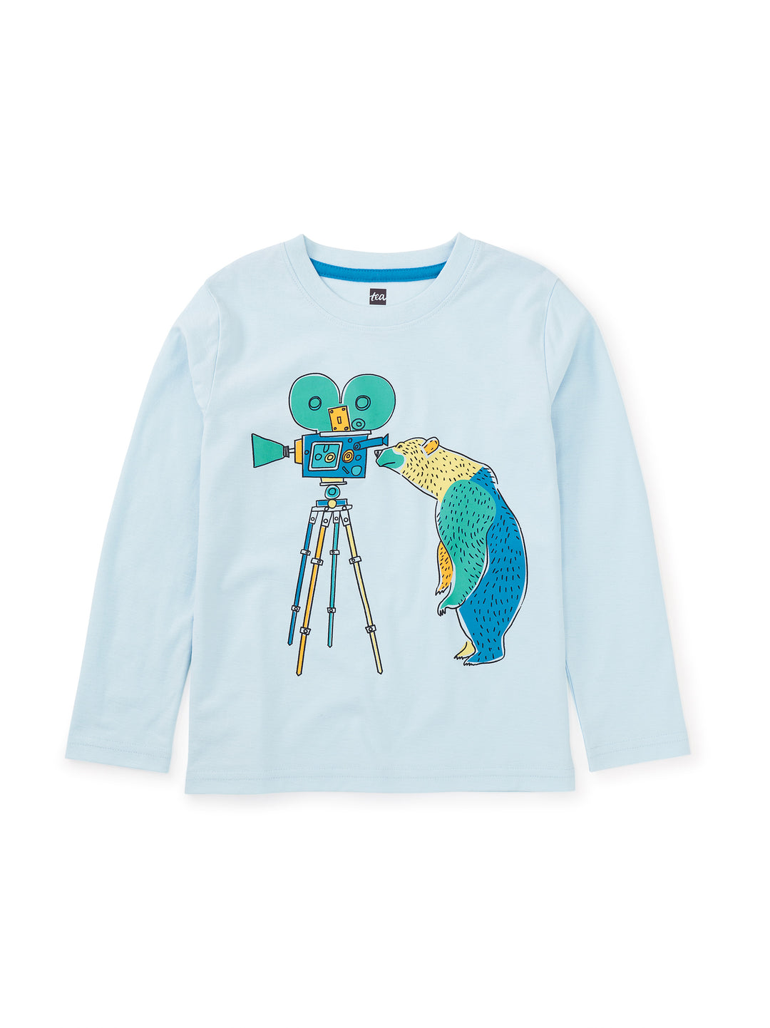 Tea Collection Camera Bear Graphic Tee, Blue Glow |Mockingbird Baby & Kids