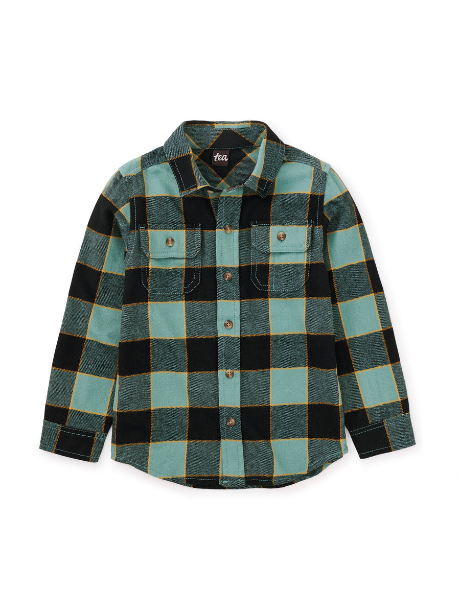 Tea Collection Flannel Button Up Shirt, Forest Plaid |Mockingbird Baby & Kids