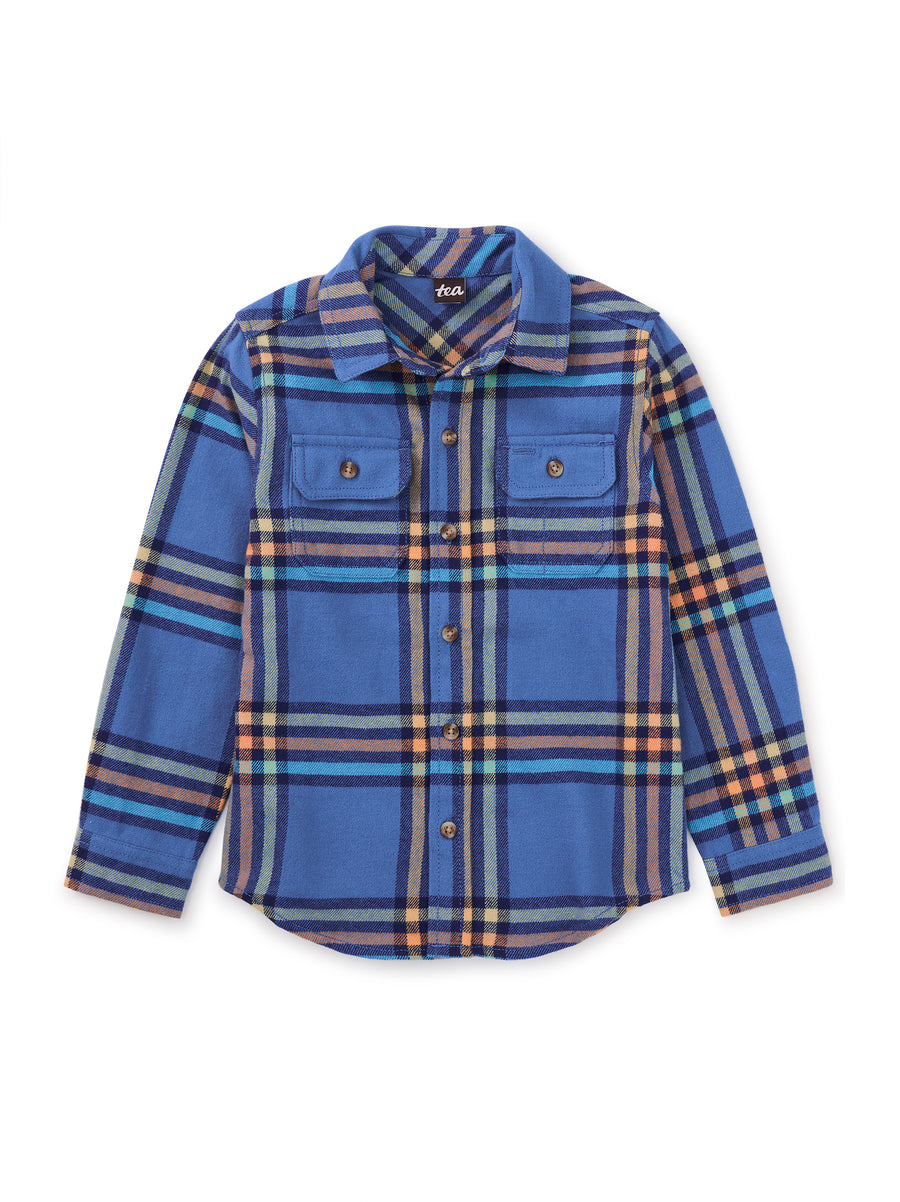 Tea Collection Flannel Button Up Shirt, Bleu Plaid |Mockingbird Baby & Kids