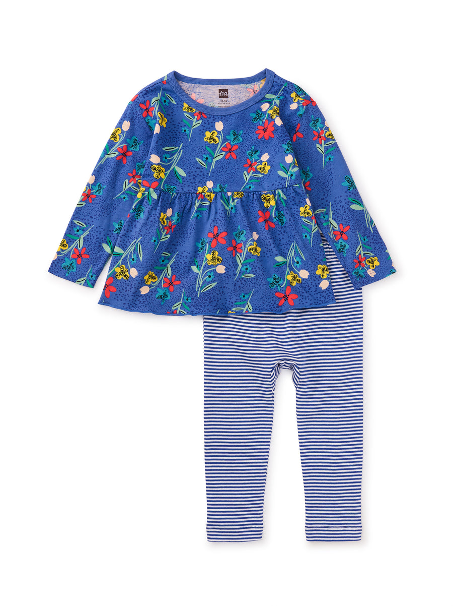 Tea Collection Peplum Top & Pant Set, Alpine Wildflowers |Mockingbird Baby & Kids