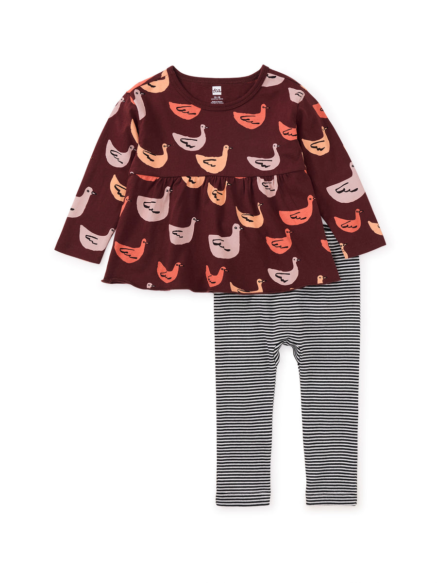 Tea Collection Peplum Top & Pant Set, Go Duck Go |Mockingbird Baby & Kids