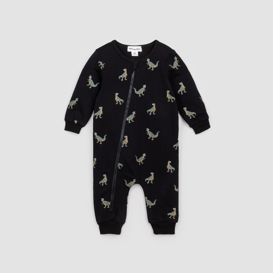 miles the label. T-Rex Terry Playsuit, Black |Mockingbird Baby & Kids