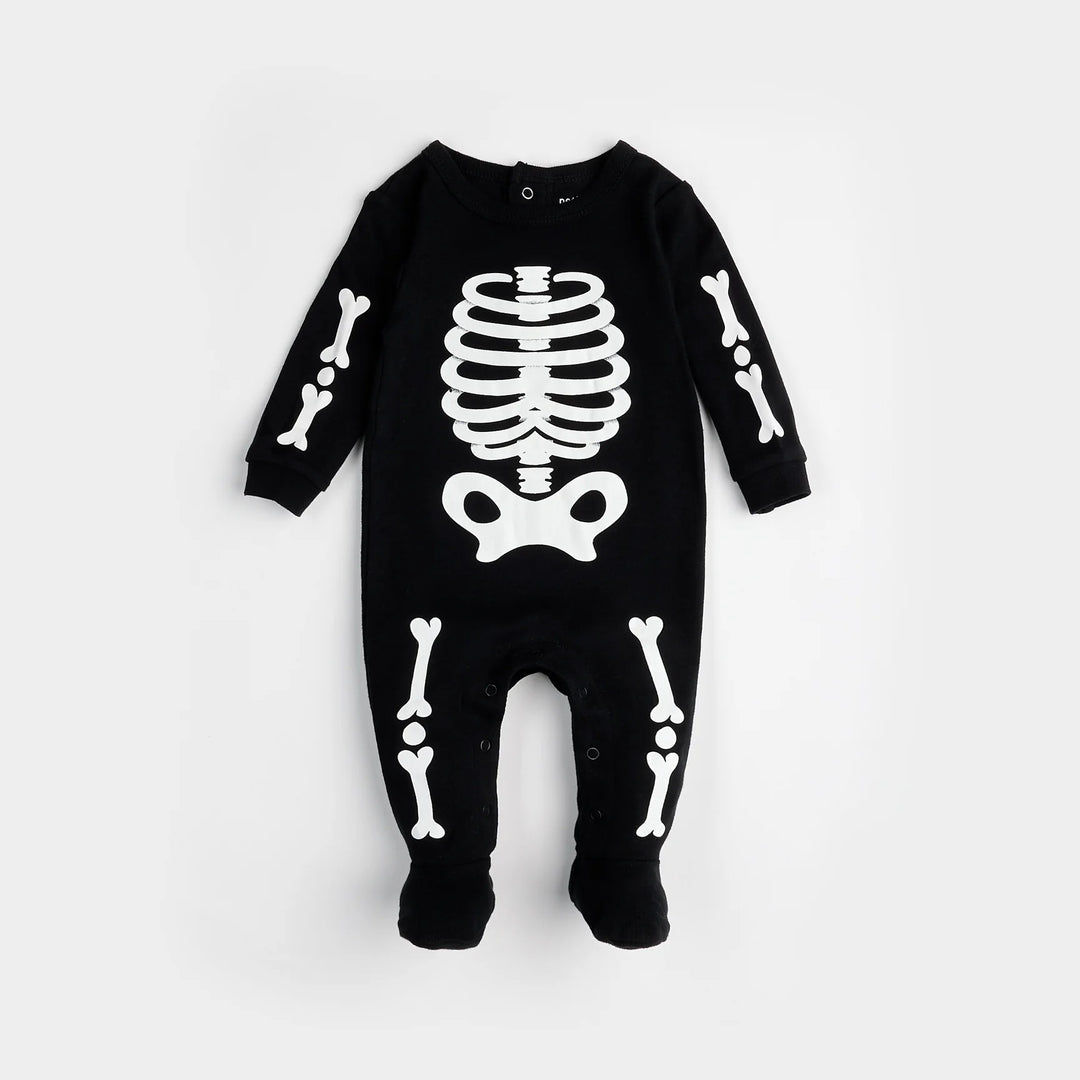 Petit Lem Skeleton Glow in the Dark Footie, Black |Mockingbird Baby & Kids