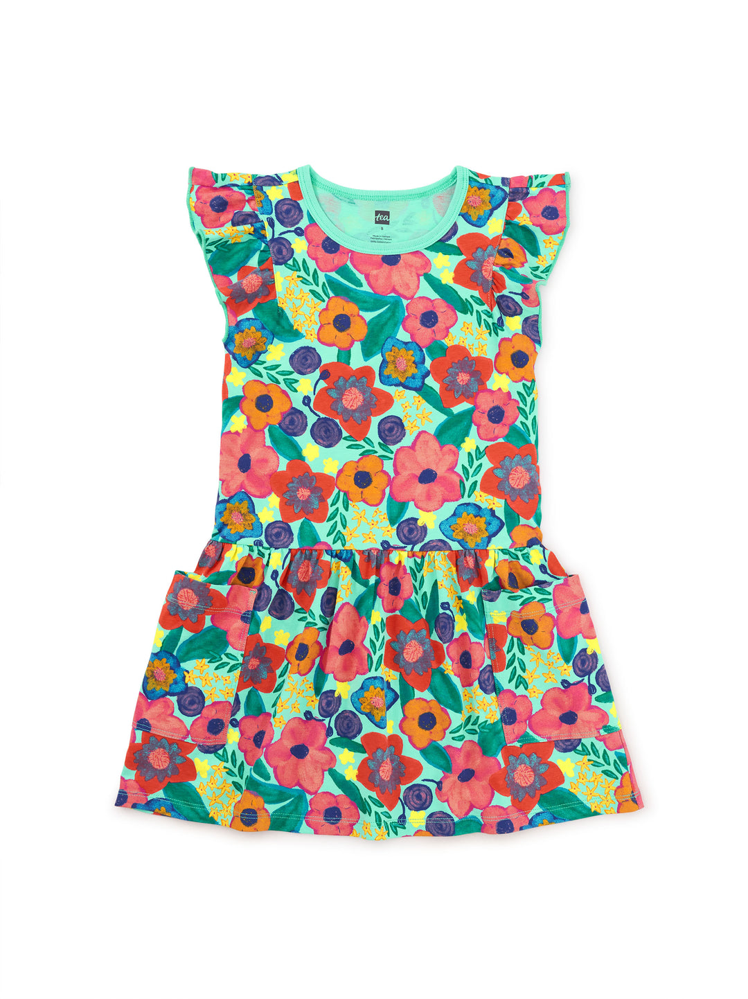 Tea Collection Flutter Sleeve Pocket Dress, Painterly Floral |Mockingbird Baby & Kids