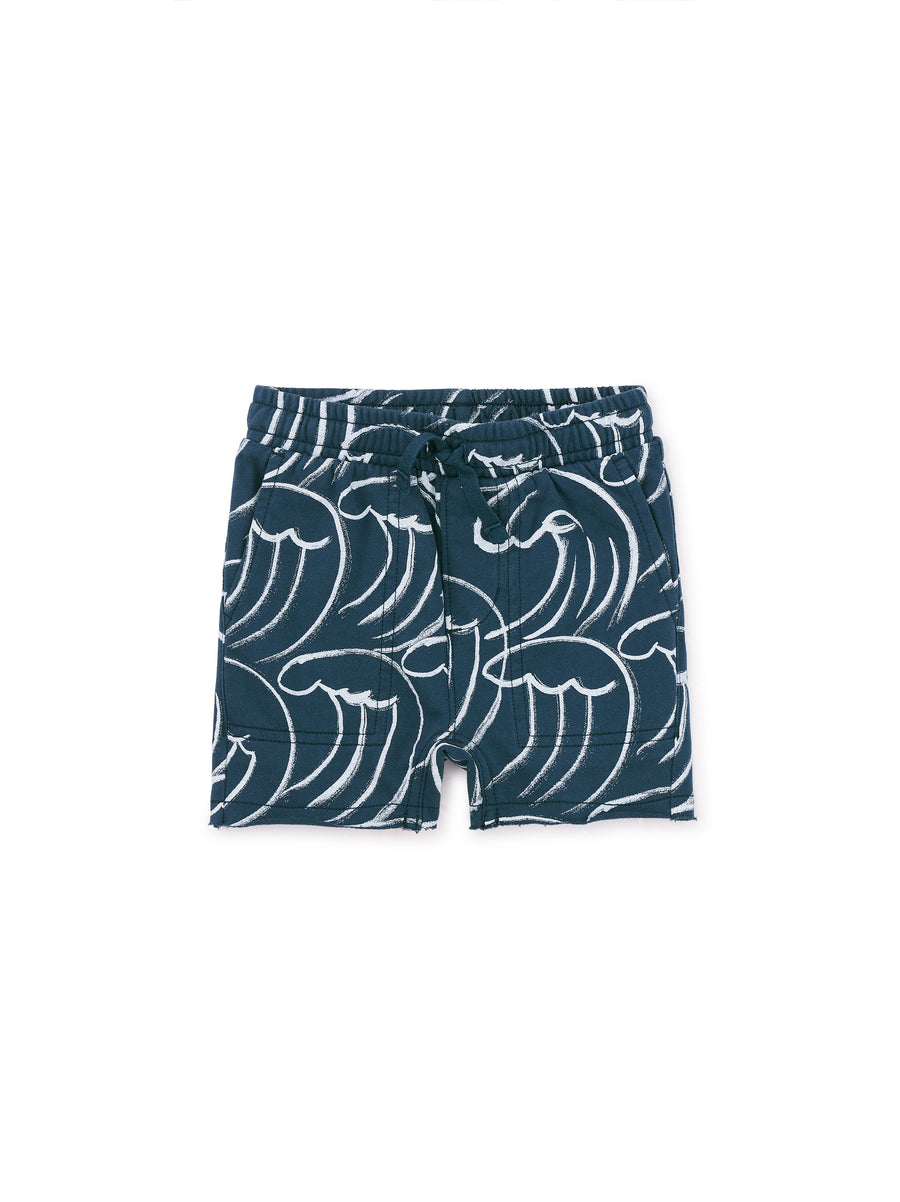 Tea Collection Printed Knit Gym Shorts, Kanagawa Waves |Mockingbird Baby & Kids