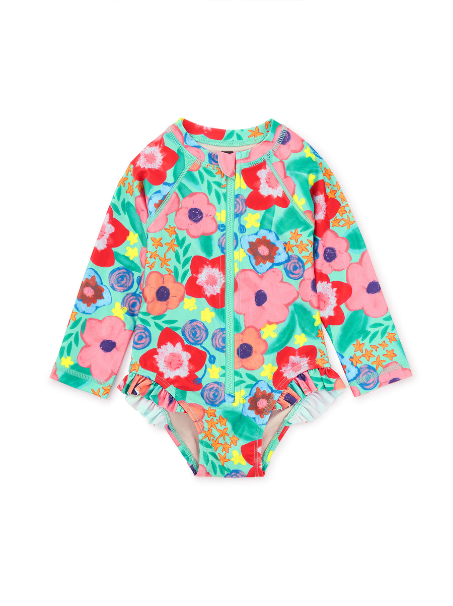 Tea Collection Rash Guard Baby Swimsuit, Painterly Floral |Mockingbird Baby & Kids