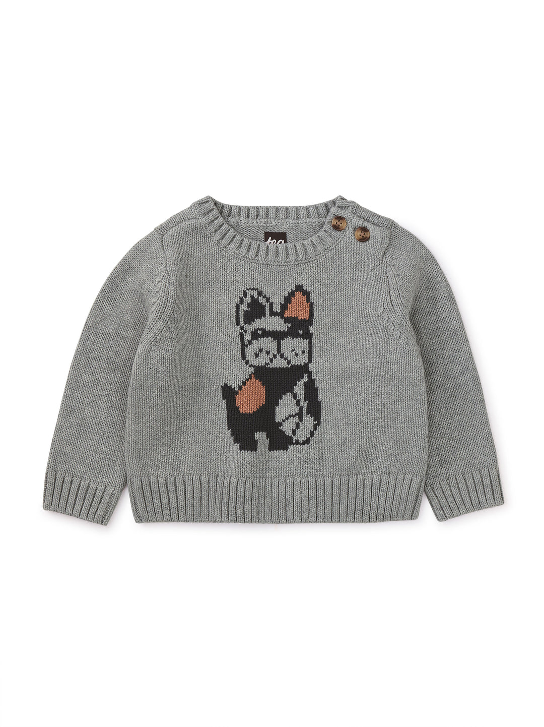 Tea Collection Frenchie Sweater, Medium Heather Gray |Mockingbird Baby & Kids