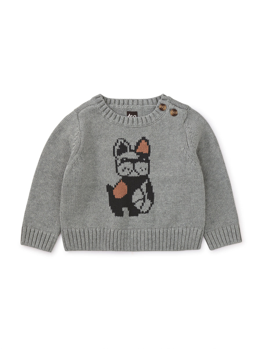 Tea Collection Frenchie Sweater, Medium Heather |Mockingbird Baby & Kids