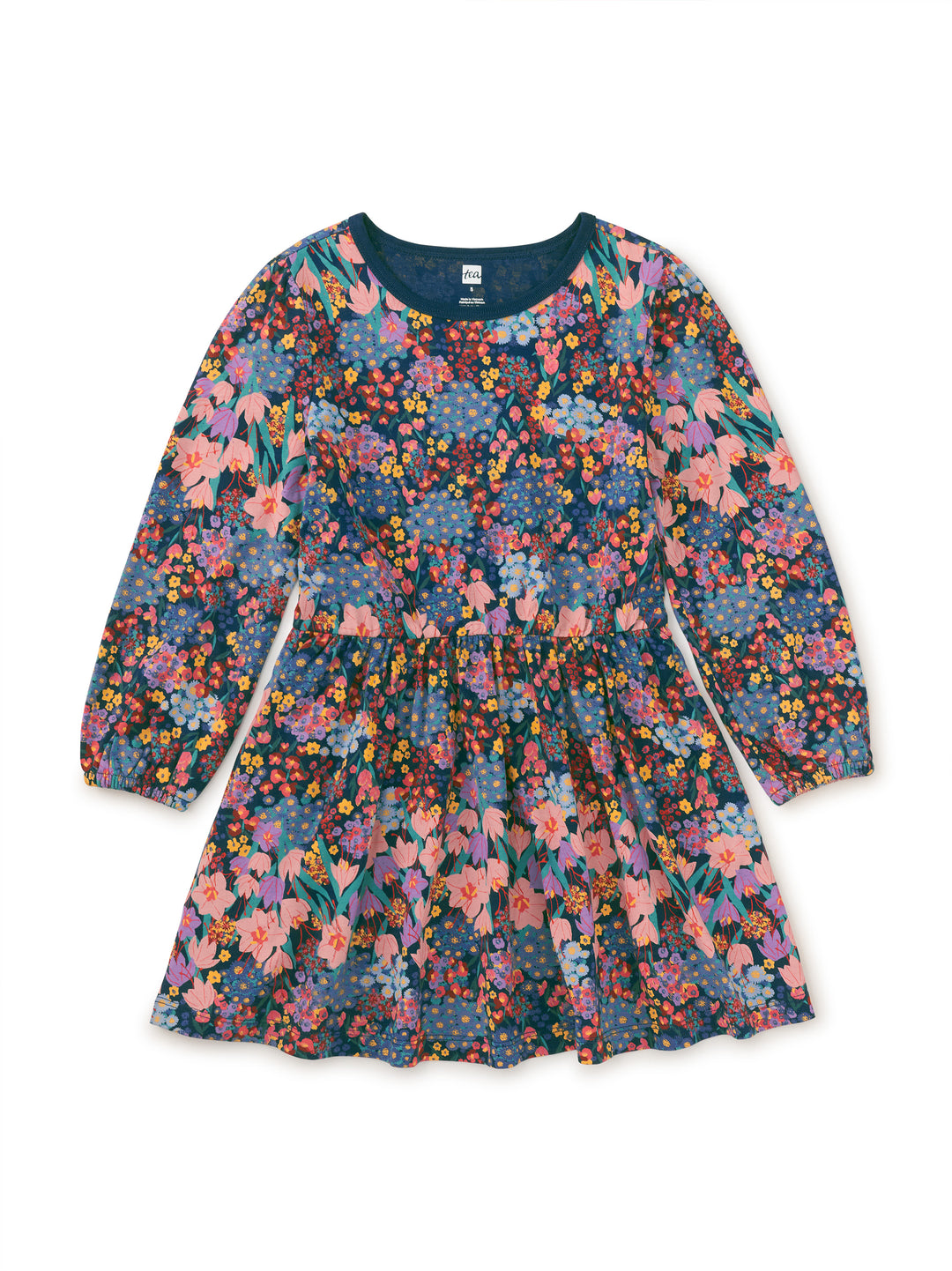 Tea Collection Blouson Sleeve Dress, Saffron Botanical |mockingbird baby & kids