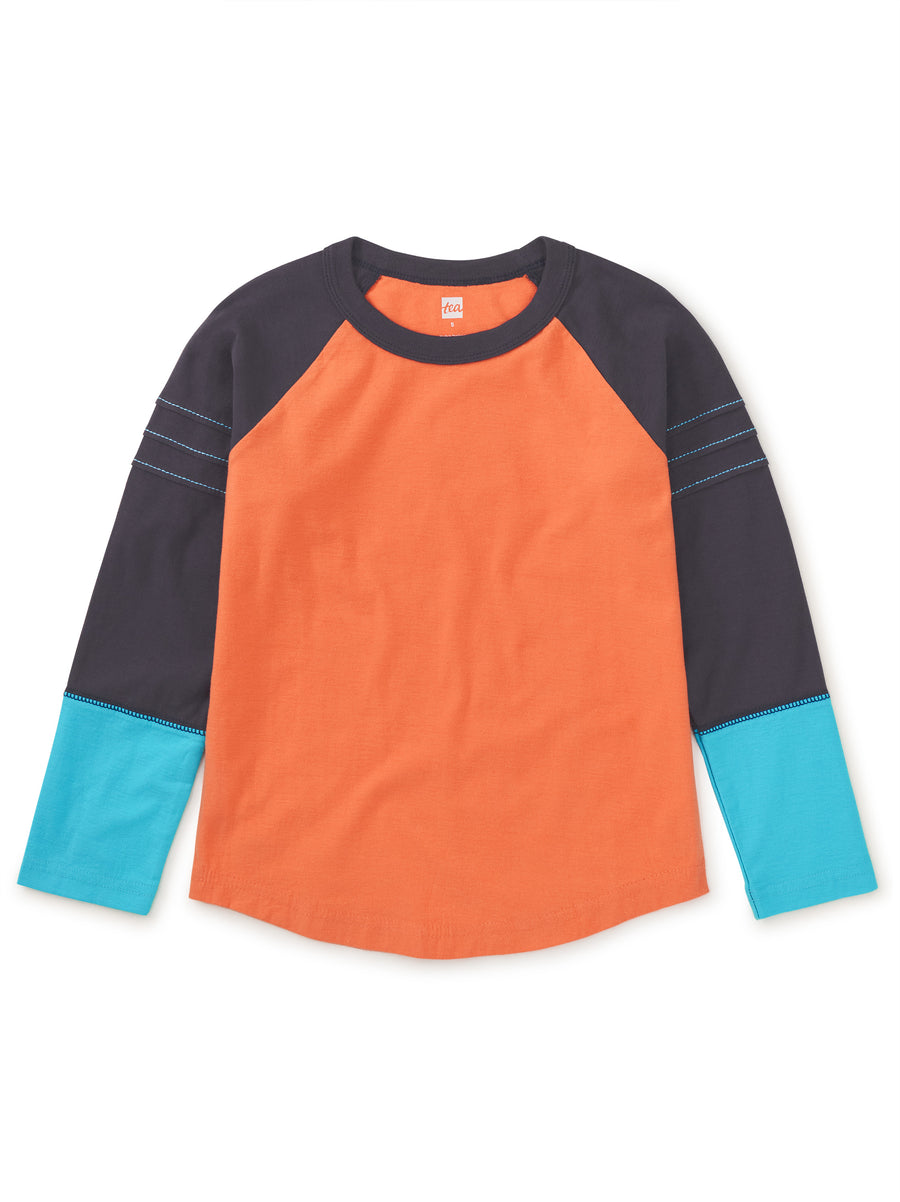 Tea Collection Explorer Colorblock Raglan Shirt, Orange Spice |Mockingbird Baby & Kids