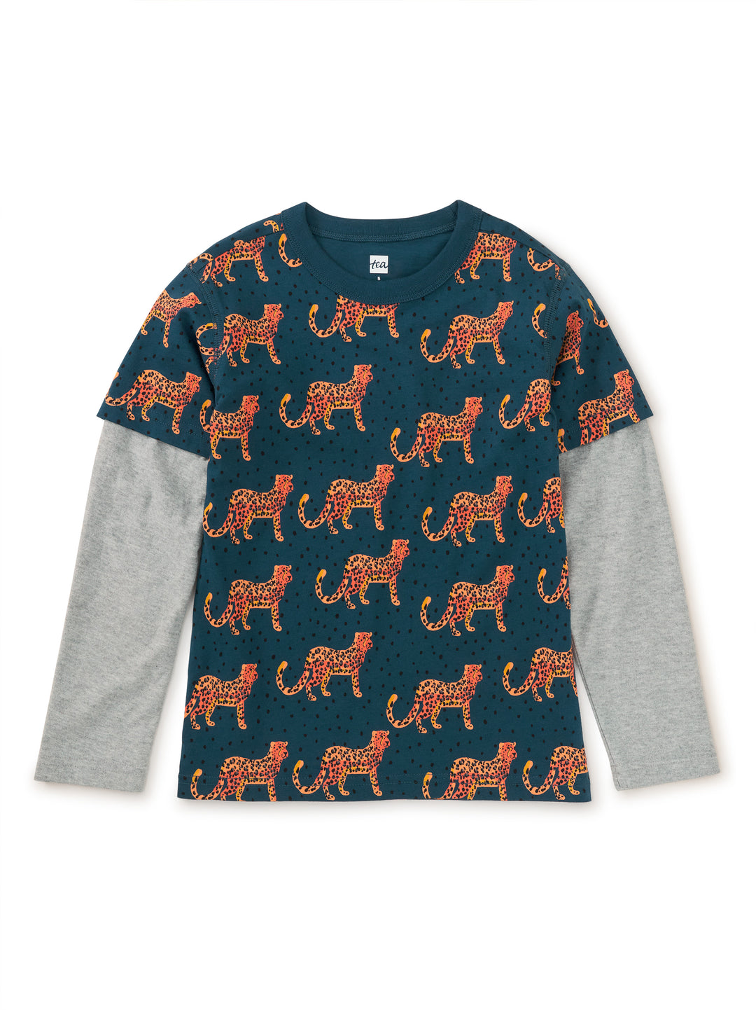 Tea Collection Printed Layered Sleeve Tee, Anatolian Leopards |mockingbird baby & kids