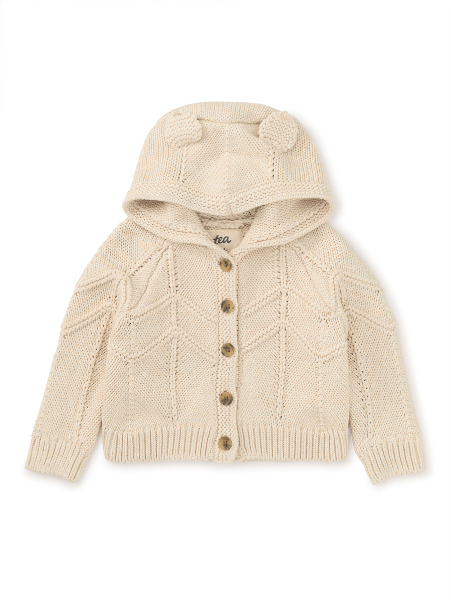 Tea Collection Creature Comfort Baby Cardigan, Oatmeal Heather |mockingbird baby & kids