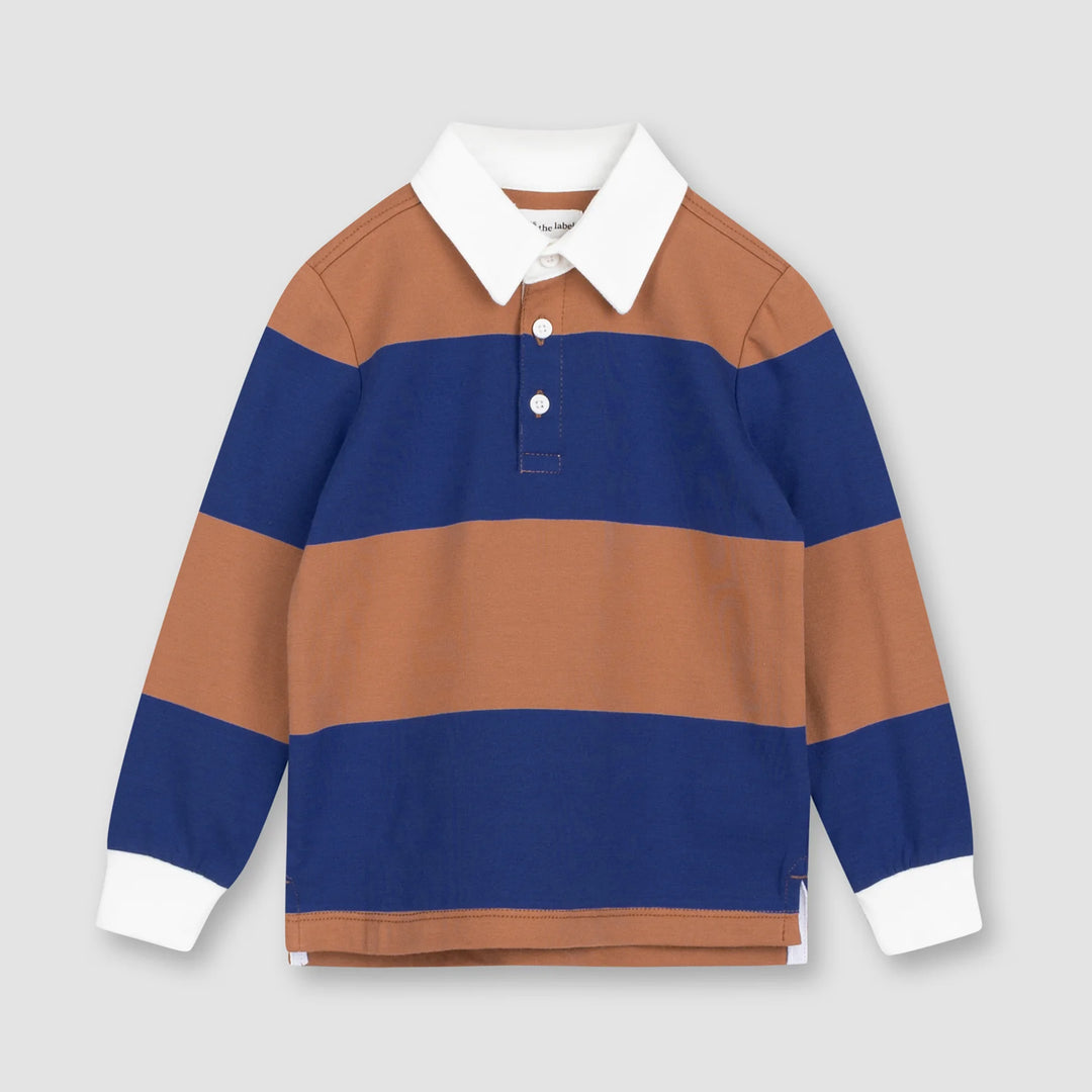 miles the label. Copper and Royal Blue Rugby Shirt |Mockingbird Baby & Kids