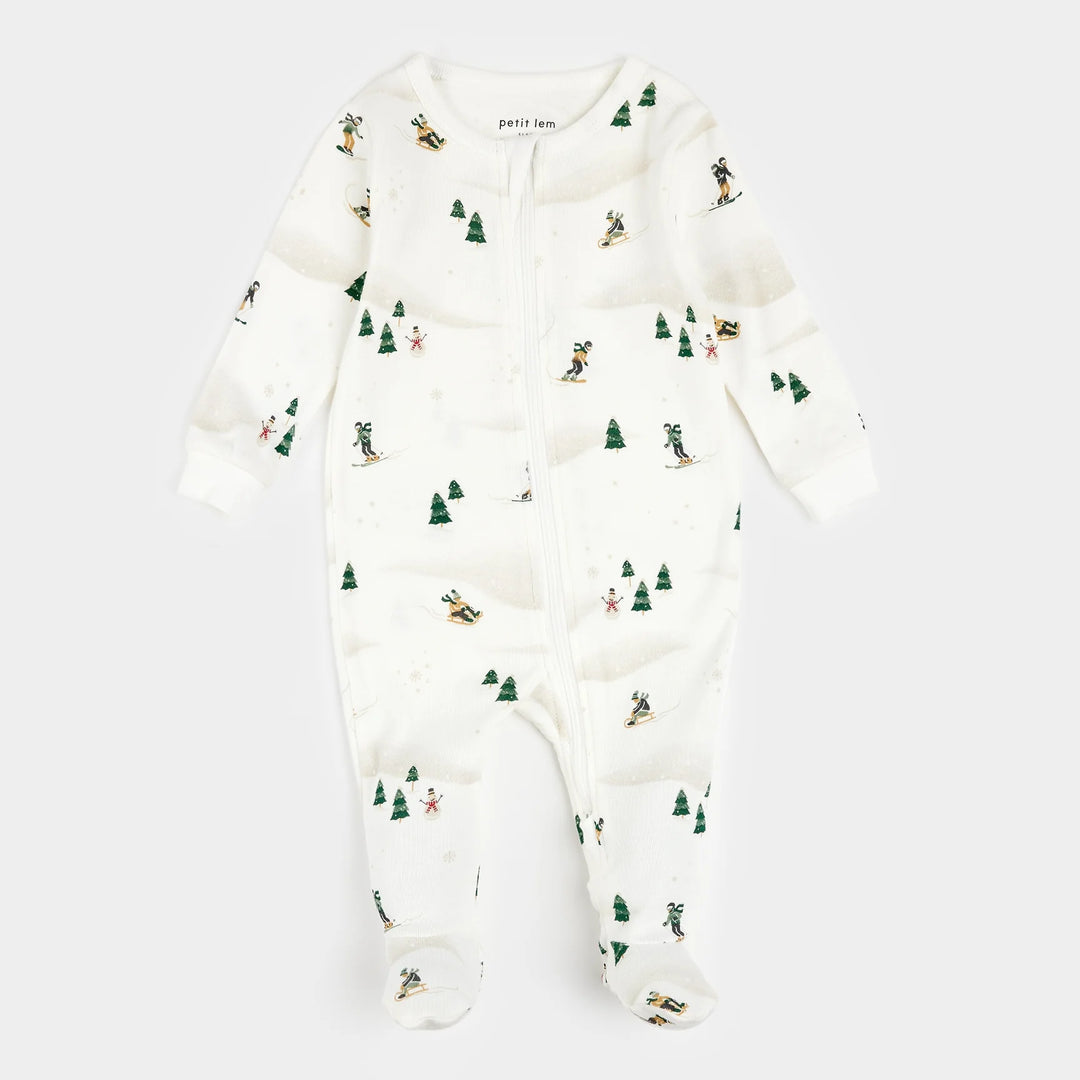 Petit Lem Winter Fun Footed Sleeper, Off White |Mockingbird Baby & Kids