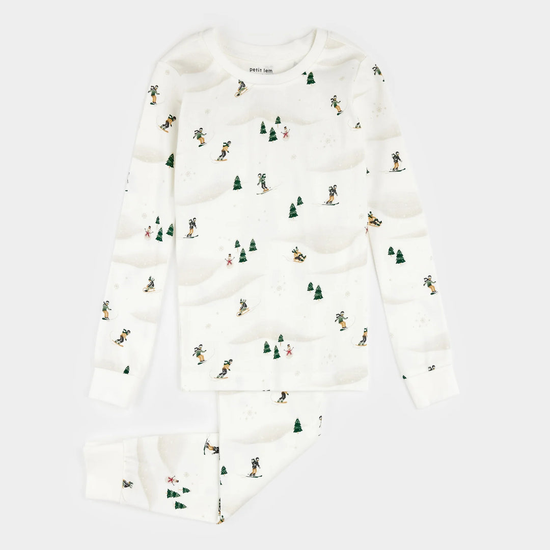 Petit Lem Winter Fun Pajama Set, Off White |Mockingbird Baby & Kids