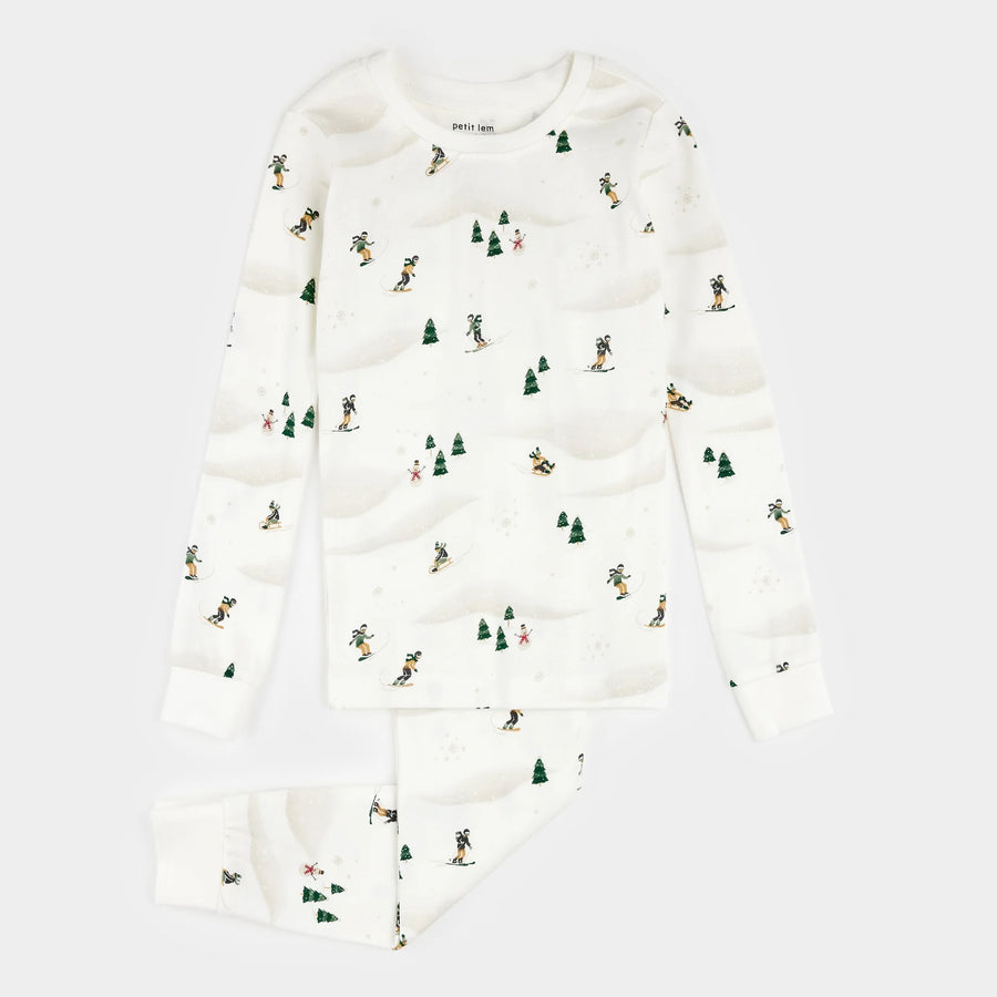 Petit Lem Winter Fun Pajama Set, Off White |Mockingbird Baby & Kids