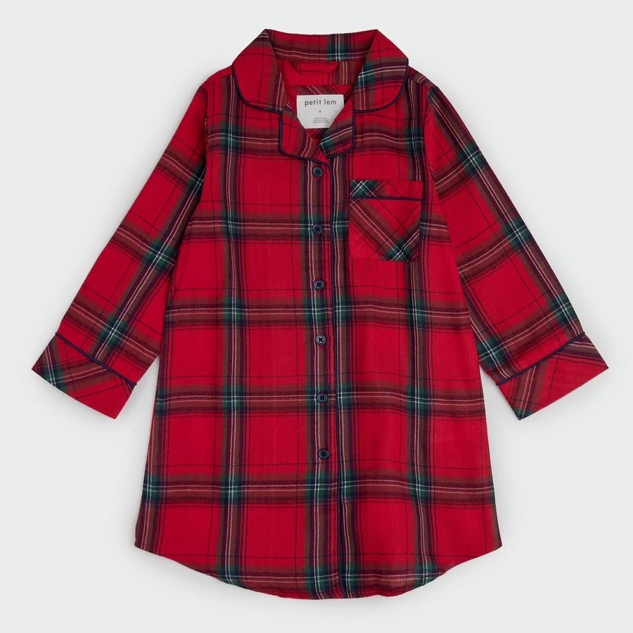 Petit Lem Scarlet Flannel Nightgown, Red |Mockingbird Baby & Kids