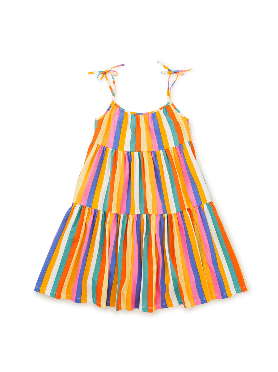 Tea Collection Tie Shoulder Tiered Dress, Lamu Sunset Stripe |Mockingbird Baby & Kids